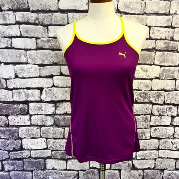 Puma Purple & Yellow Spaghetti Strap Top Size Large - Picture 1 of 8
